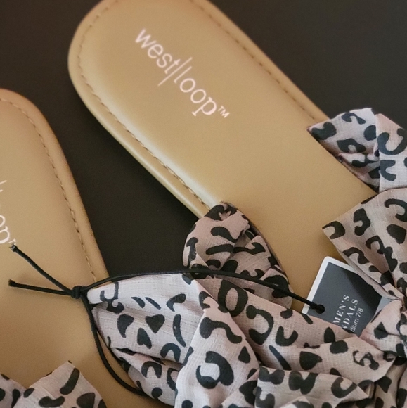 NWT WESTLOOP Leopard Bow slide sandals - Picture 4 of 14